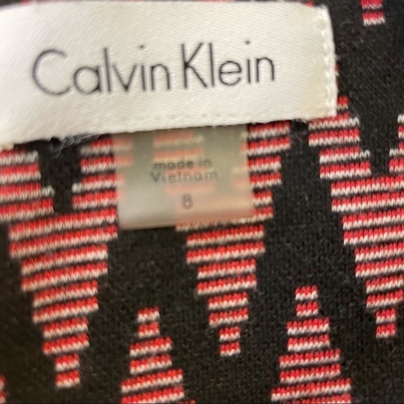 Calvin Klein Short Sleeve Red Chevron Zig Zag Career Shift Dress - Picture 5 of 5
